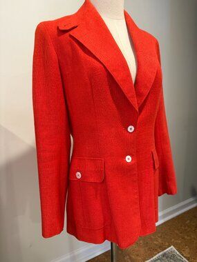 Vintage 1970's Evan Picone Saks Fifth Avenue Red Blazer Women's Medium-10
